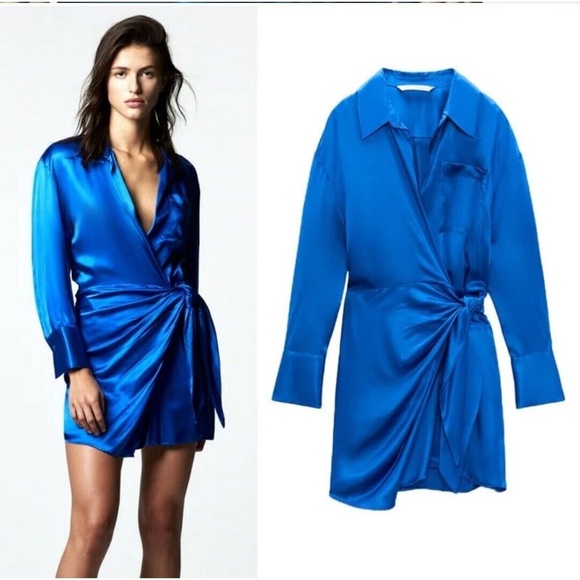 Zara Dresses & Skirts - Zara bloggers favorite silk wrap dress large